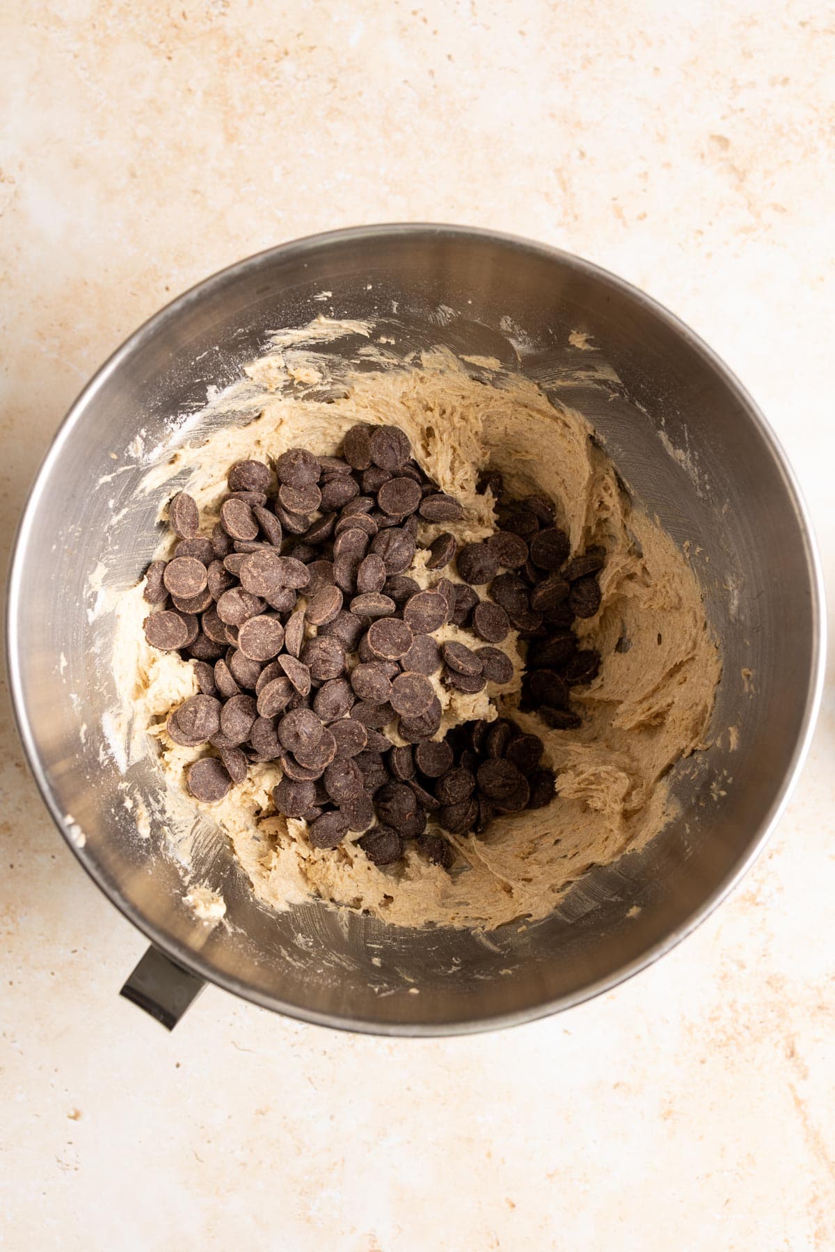 Add chocolate chips to the dough.
