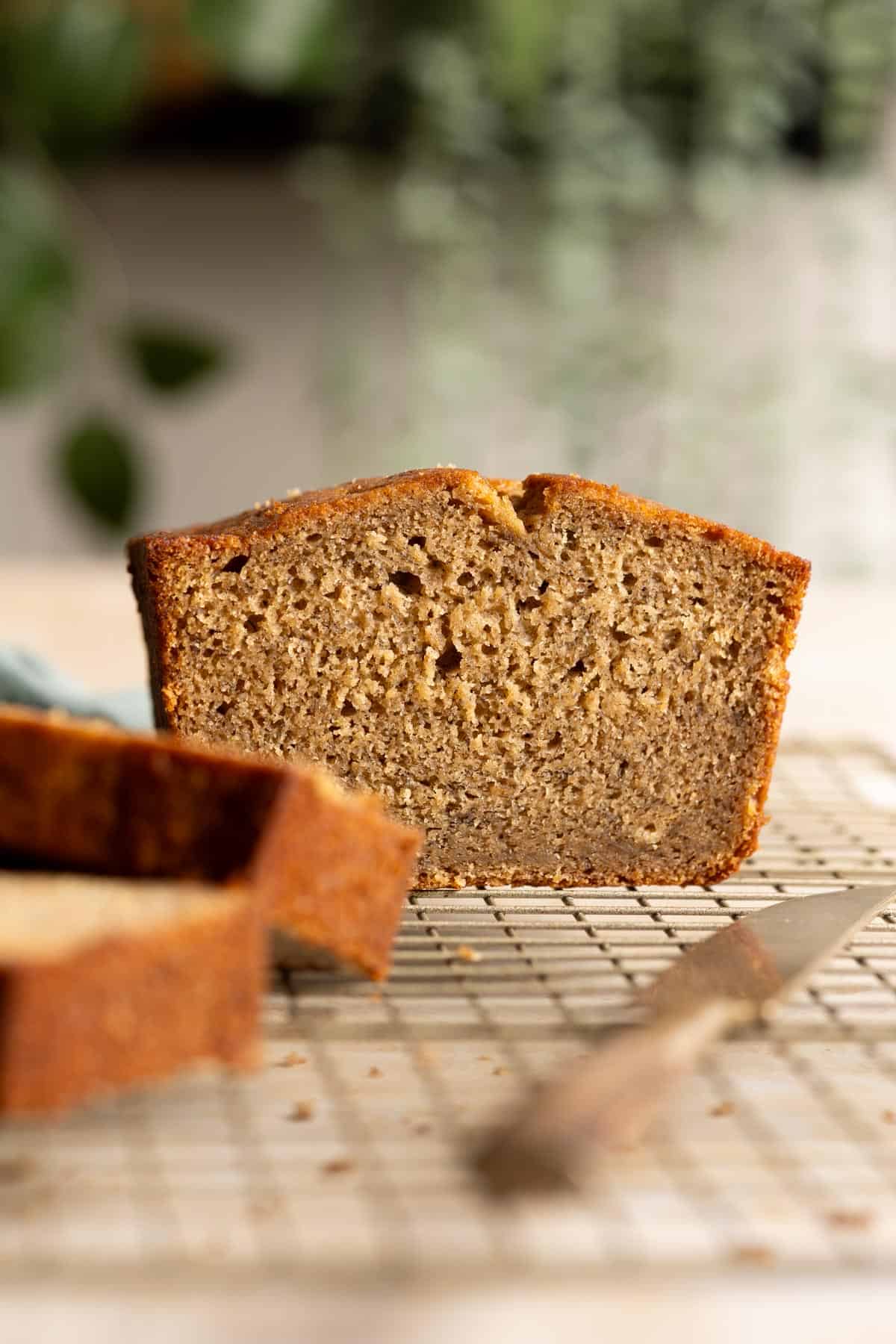 Sourdough banana bread interior.