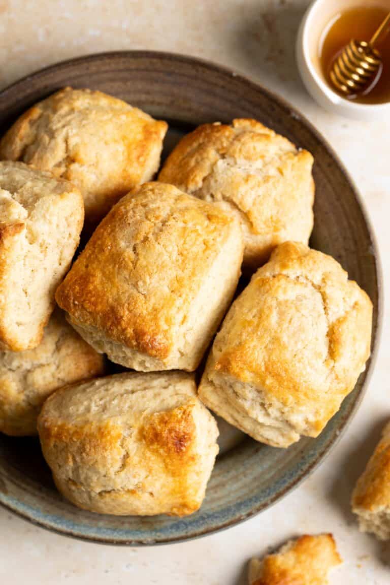 Sourdough biscuits on a plate.