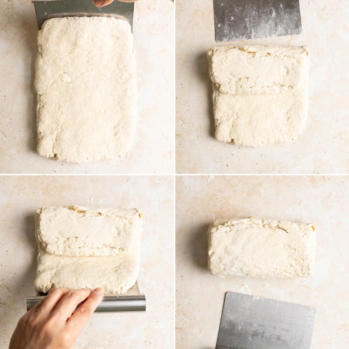 Roll out and fold the dough in thirds.