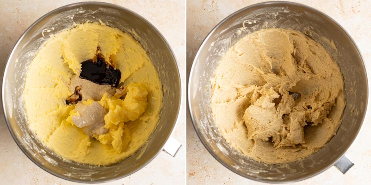 Cream in sourdough discard and vanilla bean paste.