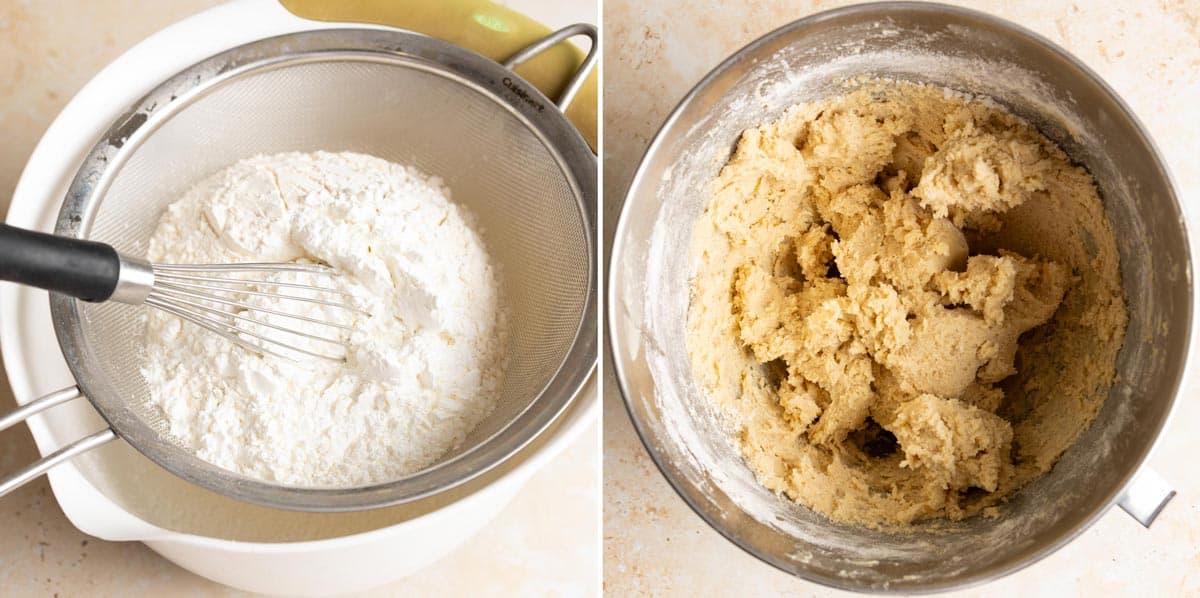 Sift flour and cornstarch and then make the shortbread dough.