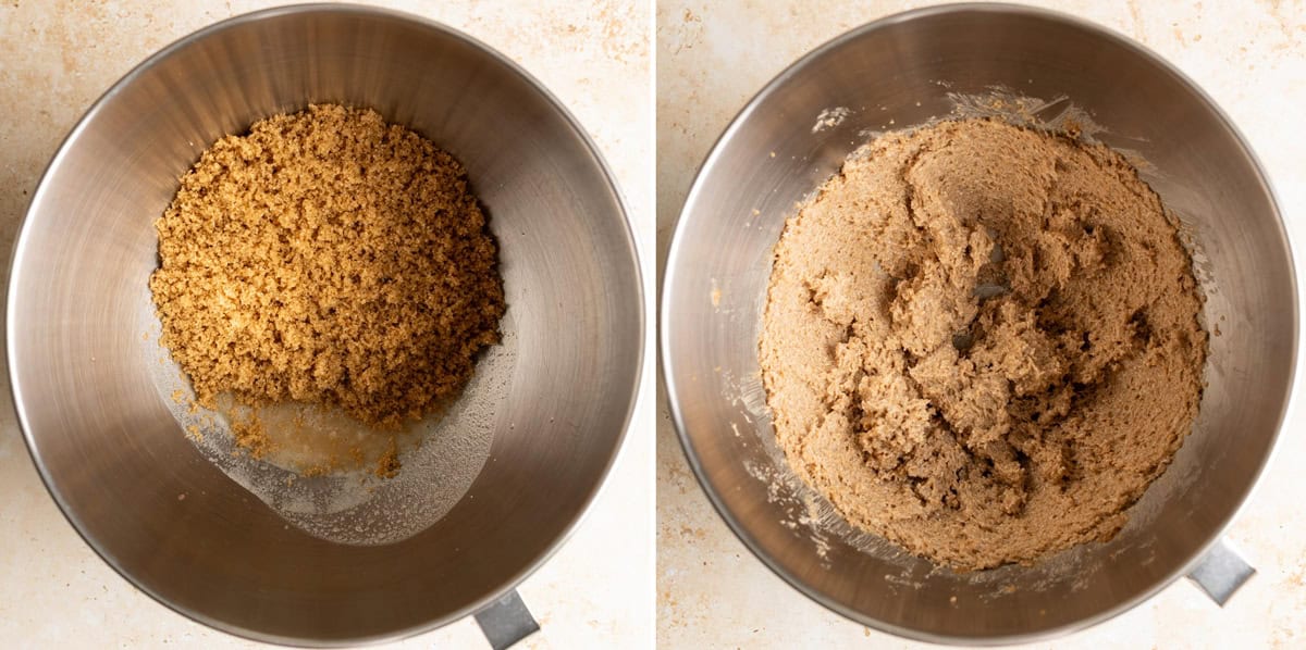 Cream brown sugar with brown butter.