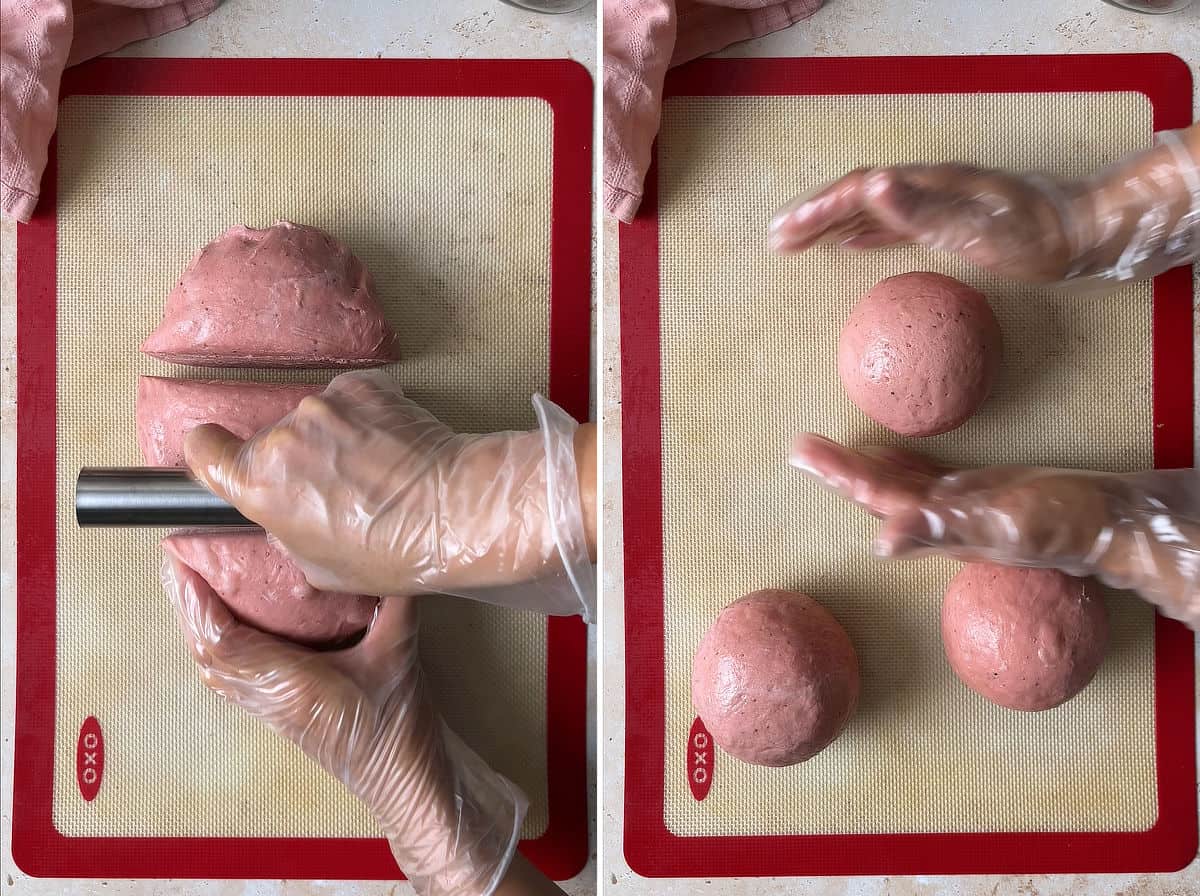 Cut the dough into 3; roll into balls.
