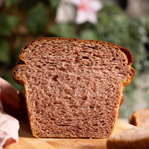 The interior of a loaf of strawberry milk bread.